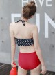  Polka Dot or Striped Top High Waisted Bikini